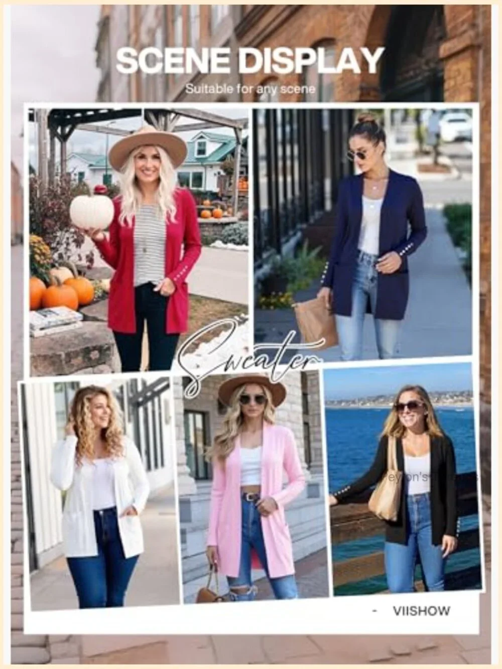 Lightweight Open Front Cardigan with Pockets, 80% Viscose 20% Nylon